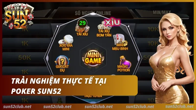 Giao diện sảnh poker Sun52 chuẩn quốc tế